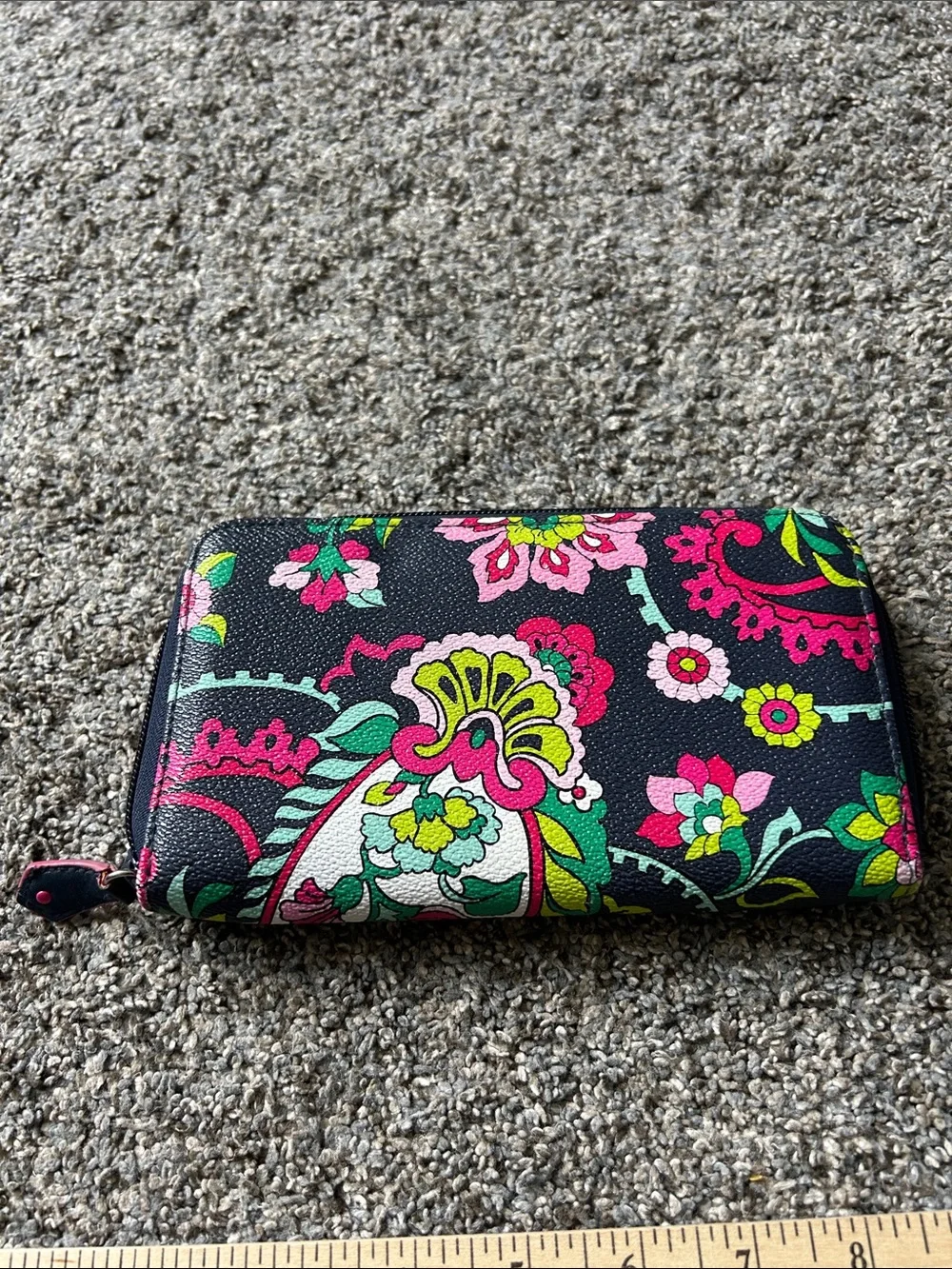 Vera Bradley Navy Floral Paisley Zip Wallet